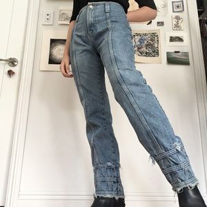 High Waisted light wash straight leg jeans